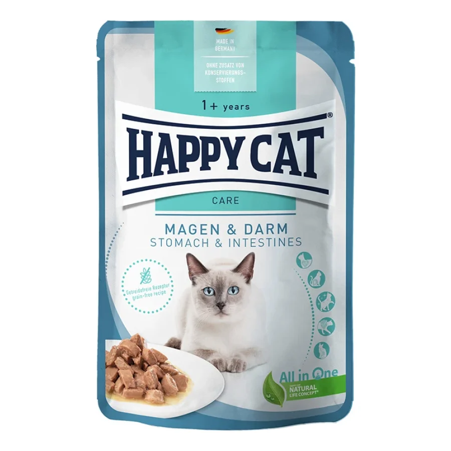 HAPPY CAT Care Nourriture humide pour chat adulte, estomac & intestins, viande en sauce 20x85 g
