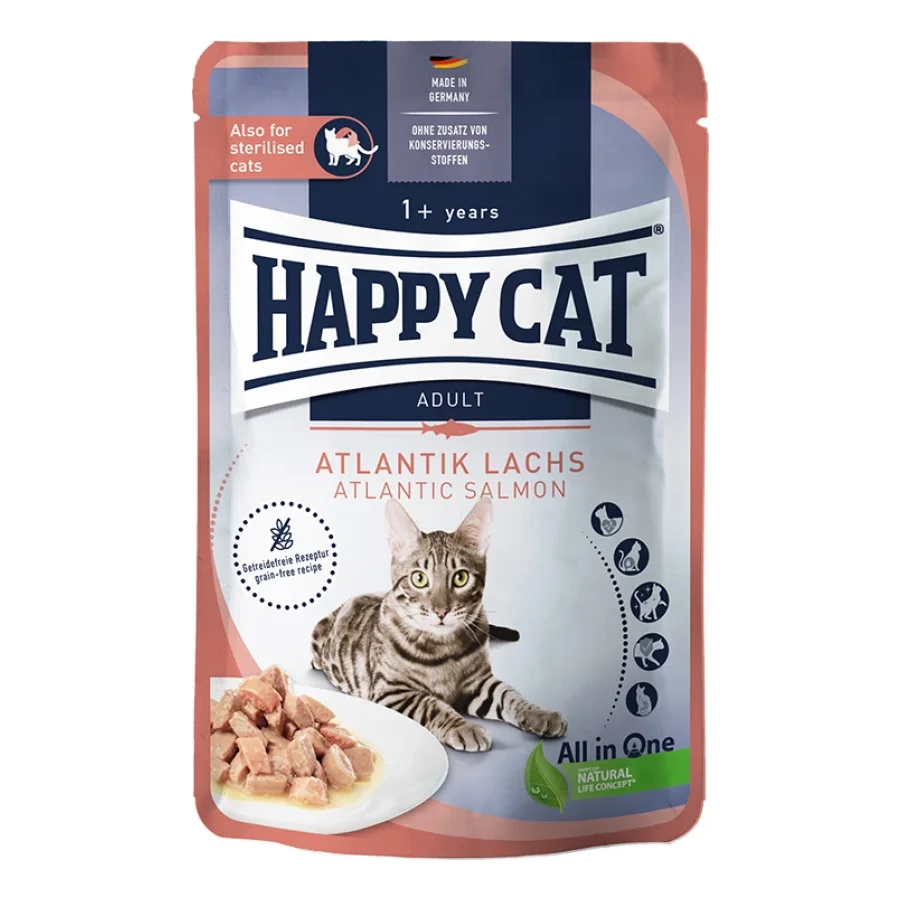HAPPY CAT Culinary nourriture humide pour chat adulte, saumon de l'Atlantique, viande en sauce 20x85 g