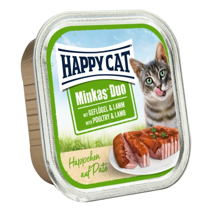 HAPPY CAT Duo Bouchées de pâté 12 x 100 g Volaille et agneau 12x100 g