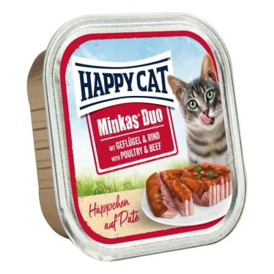 HAPPY CAT Duo Bouchées de pâté 12 x 100 g Volaille et bœuf 12x100 g