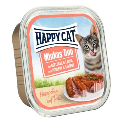 HAPPY CAT Duo Bouchées de pâté 12 x 100 g Volaille & saumon 12x100 g