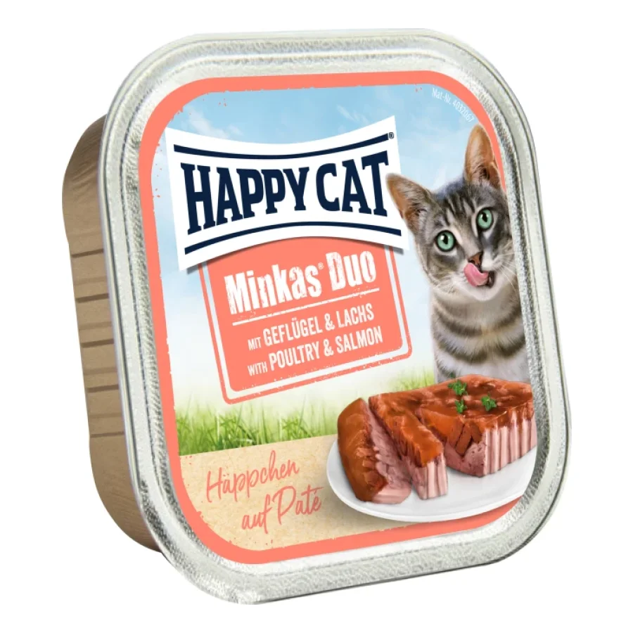 HAPPY CAT Duo Bouchées de pâté 12 x 100 g Volaille & saumon 12x100 g
