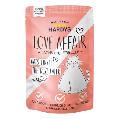 HARDYS Nourriture humide Love Affair pour chat Saumon et truite 12x100 g