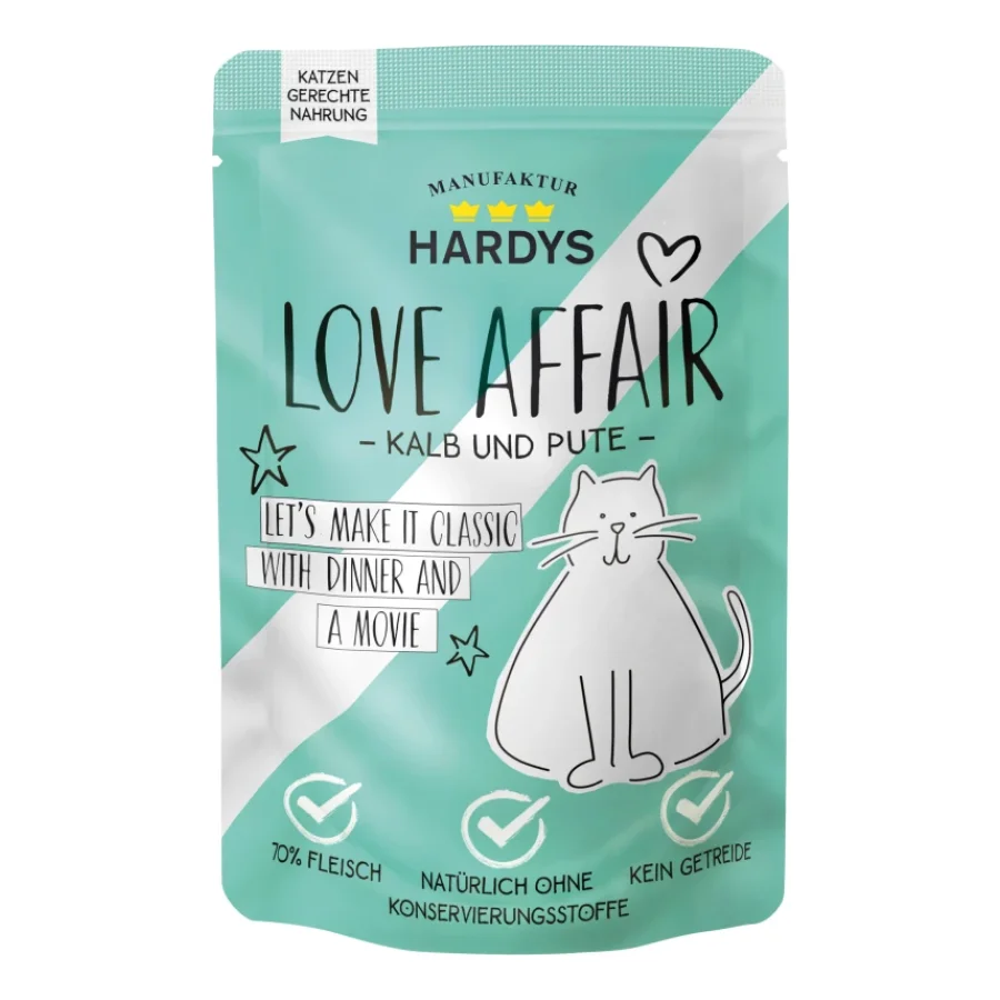 HARDYS Nourriture humide Love Affair pour chat Veau et dinde 12x100 g
