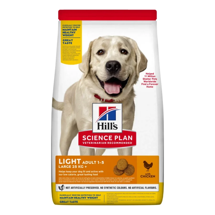 Hill's Croquettes pour chien Science Plan, Adult, grande race, Light, au poulet 18 kg
