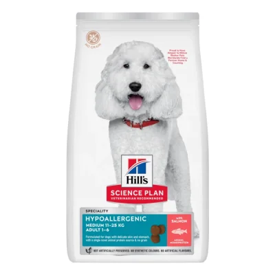 Hill's Croquettes pour chien Science Plan, Adulte, Taille moyenne, Hypoallergénique, au saumon 14 kg