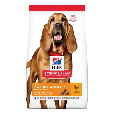Hill's Croquettes pour chien Science Plan, Mature Adult 7+, Medium, Light, au poulet 14 kg