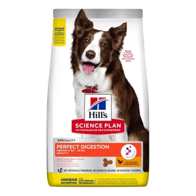 Hill's Croquettes Science Plan pour chien, Medium Adult, Perfect Digestion, au poulet et au riz 2,5 kg