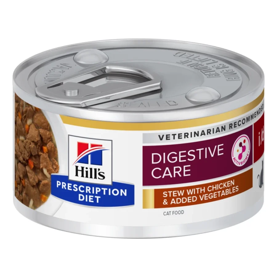 Hill's Prescription Diet i/d Ragoût pour chats, adultes, avec poulet et légumes ajoutés pour soutenir la digestion 24x82 g