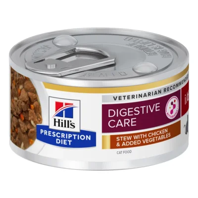 Hill's Prescription Diet i/d Ragoût pour chats, adultes, avec poulet et légumes ajoutés pour soutenir la digestion 48x82 g