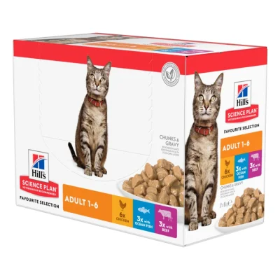 Hill's Science Plan Adulte Poulet, poisson de mer et bœuf 12x85 g