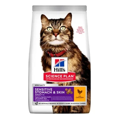 Hill's Science Plan croquettes pour chat, Adulte, Sensitive Stomach & Skin, au poulet 1,5 kg