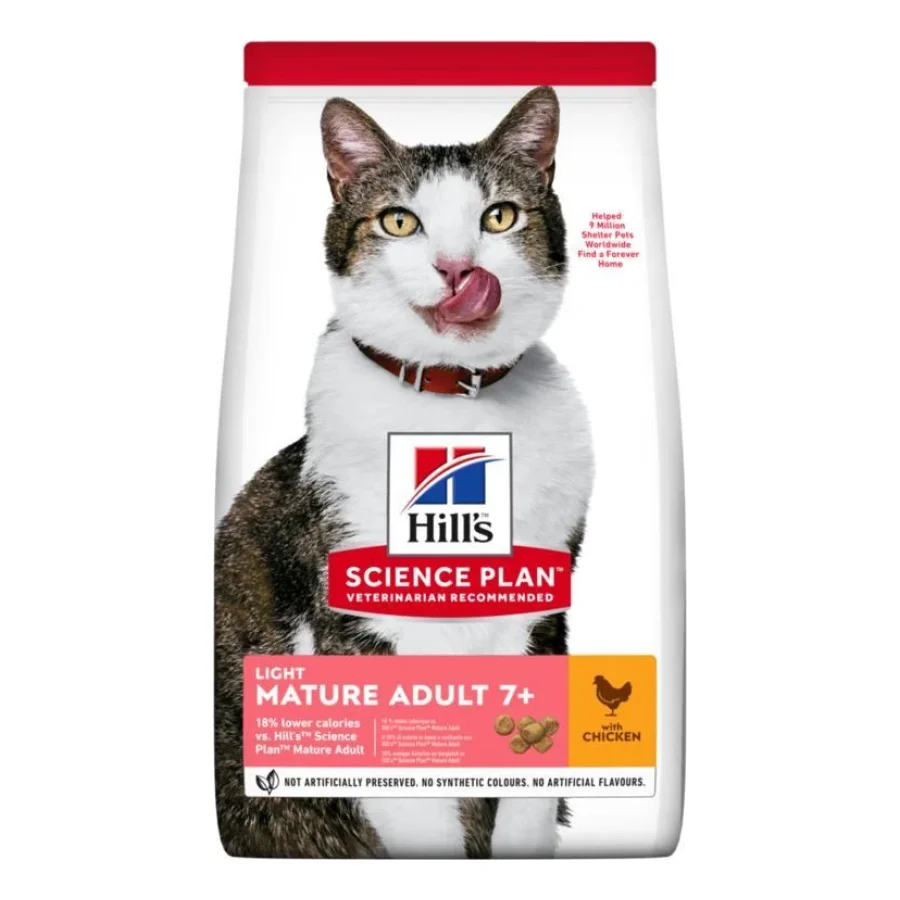 Hill's Science Plan Croquettes pour chat, Mature Adult 7+, Light, au poulet 1,5 kg