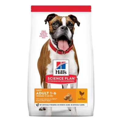 Hill's Science Plan Croquettes pour chien, Adulte, Moyen, Light, au poulet 14 kg
