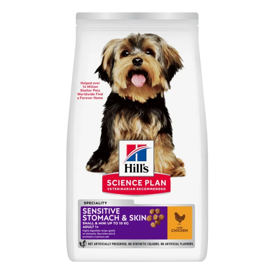 Hill's Science Plan Croquettes pour chien, Adulte, Small & Mini, Sensitive Stomach & Skin, au poulet 1,5 kg