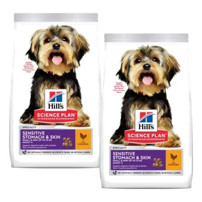 Hill's Science Plan Croquettes pour chien, Adulte, Small & Mini, Sensitive Stomach & Skin, au poulet 2x1,5 kg