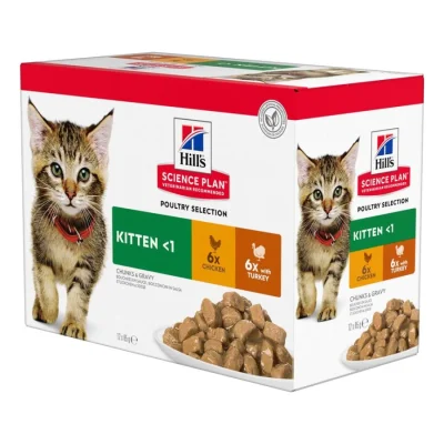 Hill's Science Plan Kitten Multipack Dinde et poulet 12x85 g