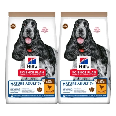 Hill's Science Plan No Grain Mature Adult 7+ au poulet sans céréales 2x14 kg