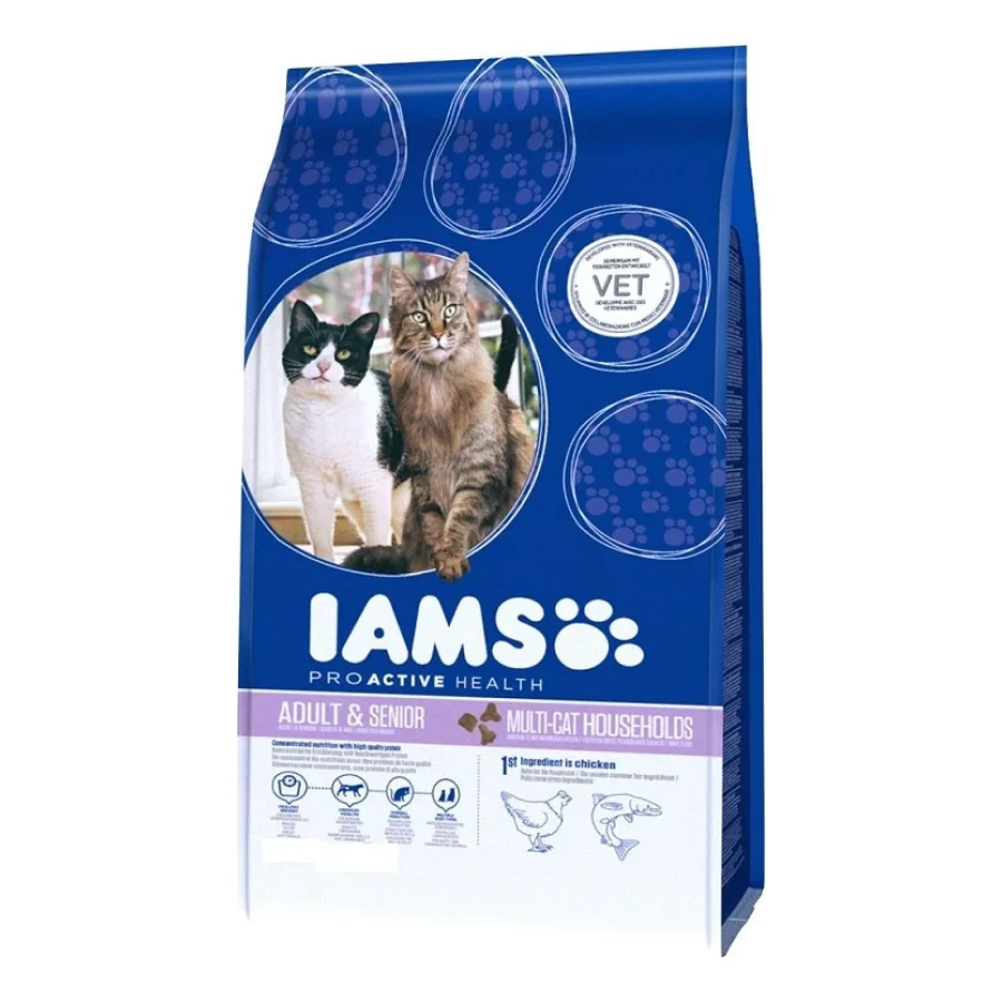 IAMS Croquettes chat Multi-Cat Adult Poulet, saumon 15 kg