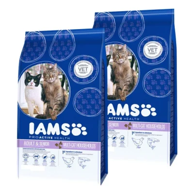 IAMS Croquettes chat Multi-Cat Adult Poulet, saumon 2x15 kg