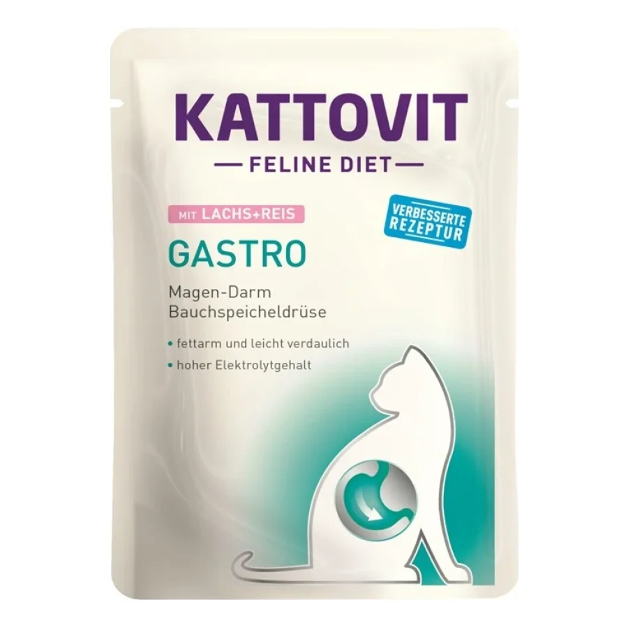 KATTOVIT Feline Diet Gastro Saumon et riz 48x85 g