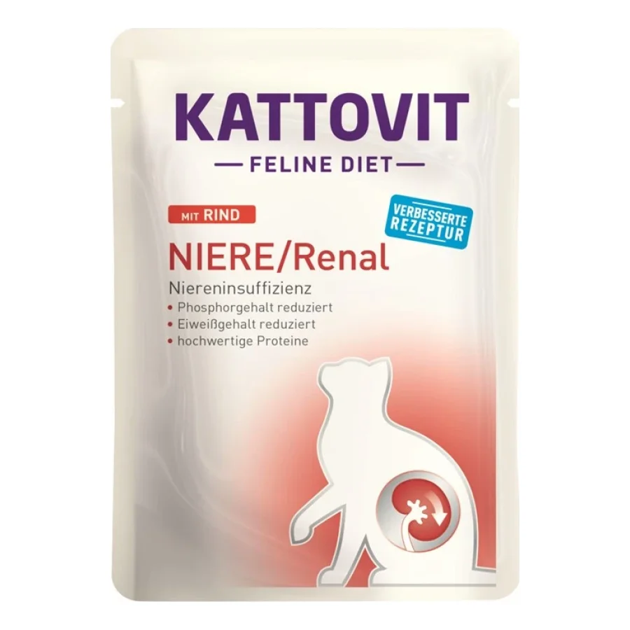 KATTOVIT Feline Diet Reins/Renal Bœuf 96x85 g