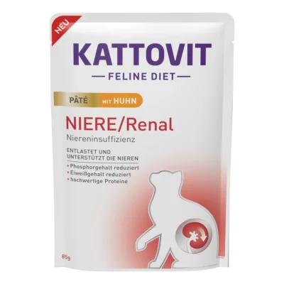 KATTOVIT Rein/Rénal Nourriture humide pour chat Paté Poulet 10 x 85 g