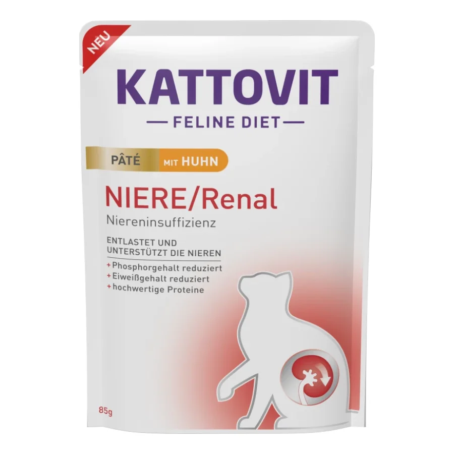 KATTOVIT Rein/Rénal Nourriture humide pour chat Paté Poulet 10 x 85 g