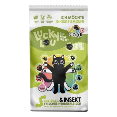 Lucky Lou Croquettes pour chat, Adulte Volaille & insectes 340 g
