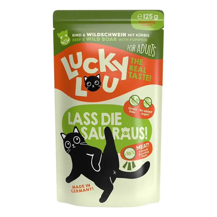 Lucky Lou Nourriture humide chat adulte Bœuf et sanglier 32x125 g