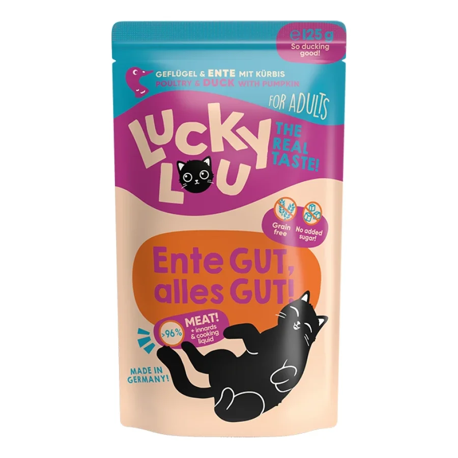 Lucky Lou Nourriture humide chat adulte Canard et volaille 16x125 g