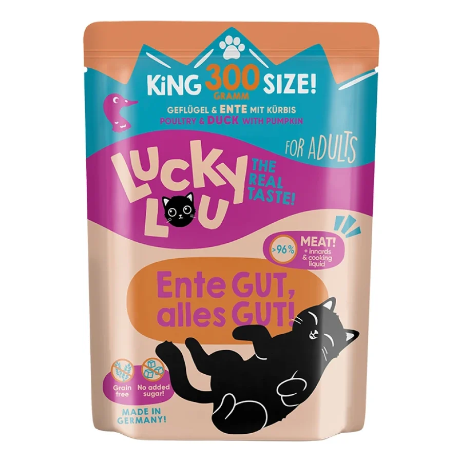 Lucky Lou Nourriture humide chat adulte Canard et volaille 6x300 g