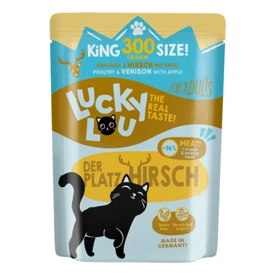 Lucky Lou Nourriture humide chat adulte Volaille et cerf 12x300 g