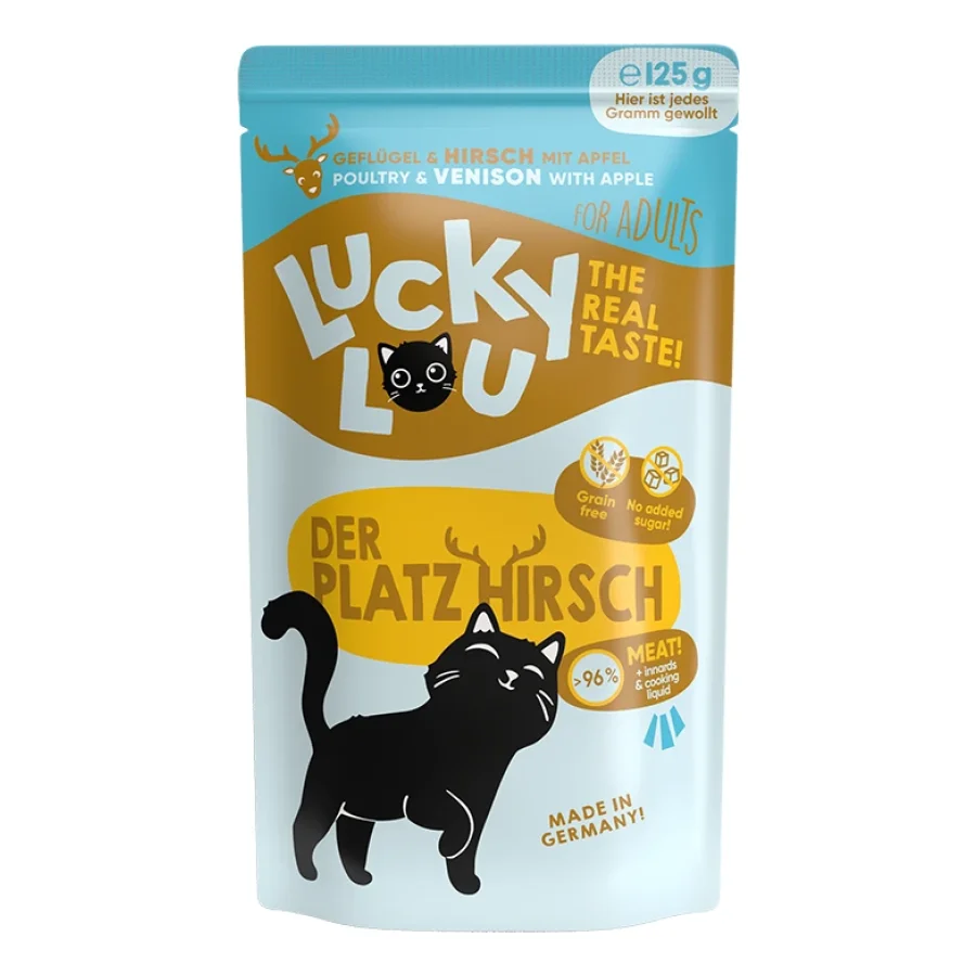 Lucky Lou Nourriture humide chat adulte Volaille et cerf 16x125 g