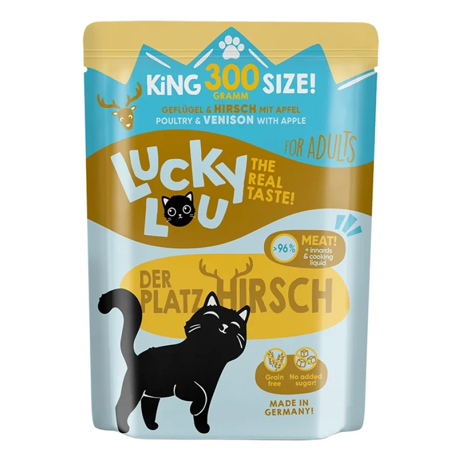 Lucky Lou Nourriture humide chat adulte Volaille et cerf 6x300 g