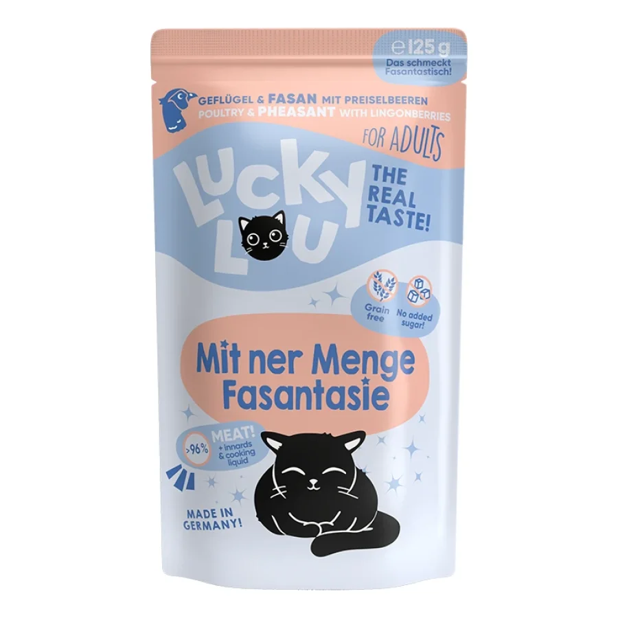 Lucky Lou Nourriture humide chat adulte Volaille et faisan 64x125 g