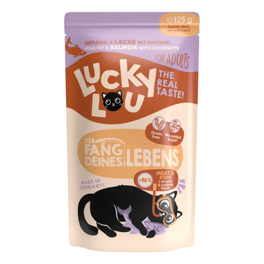 Lucky Lou Nourriture humide chat adulte Volaille & saumon 64x125 g