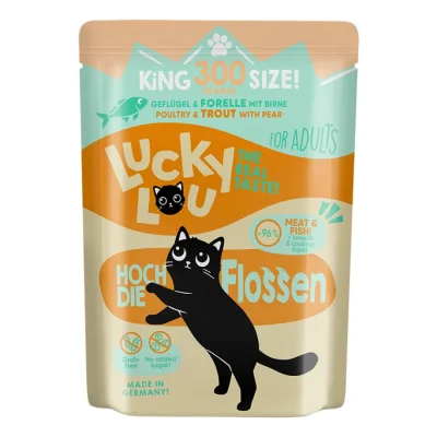 Lucky Lou Nourriture humide chat adulte Volaille & truite 12x300 g