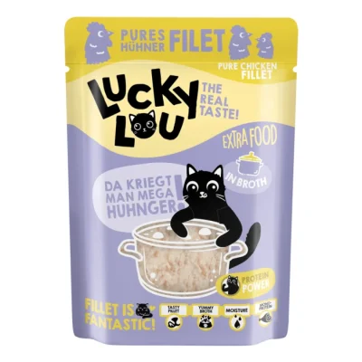 Lucky Lou Nourriture humide chat Extra Food Adulte en court-bouillon Poulet 12x70 g