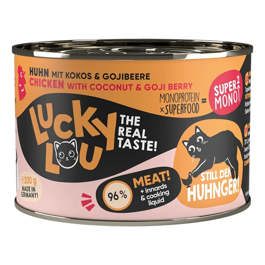 Lucky Lou Nourriture humide chat SuperMono adulte Poulet 12x200 g