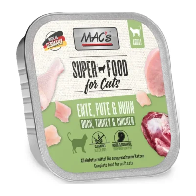 MAC's Nourriture humide chat adulte Canard, dinde et poulet 64x100 g
