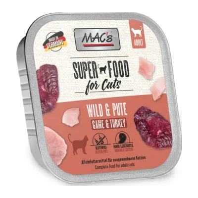 MAC's Nourriture humide chat adulte Gibier et dinde 16x100 g