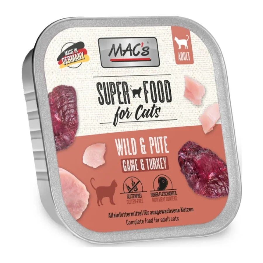 MAC's Nourriture humide chat adulte Gibier et dinde 16x100 g