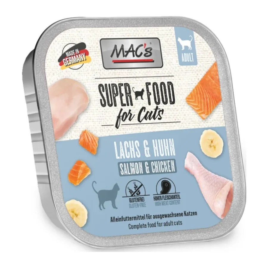MAC's Nourriture humide chat adulte Saumon et poulet 32x100 g