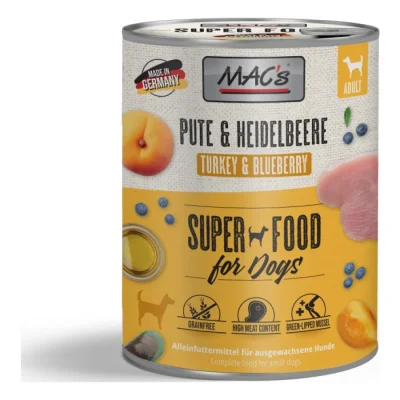 MAC's Nourriture humide pour chien MAC Adult Dinde et myrtilles 6x800 g