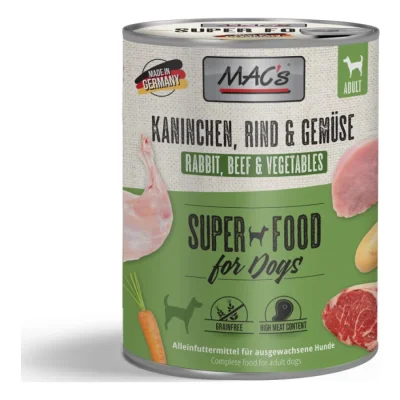MAC's Nourriture humide pour chien MAC Adult Lapin et légumes 6x800 g