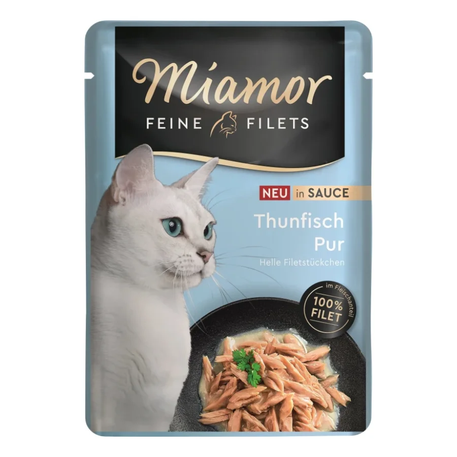 Miamor Délicats Filets Nourriture humide pour chat adulte en sauce 24x100 g Thon Pur