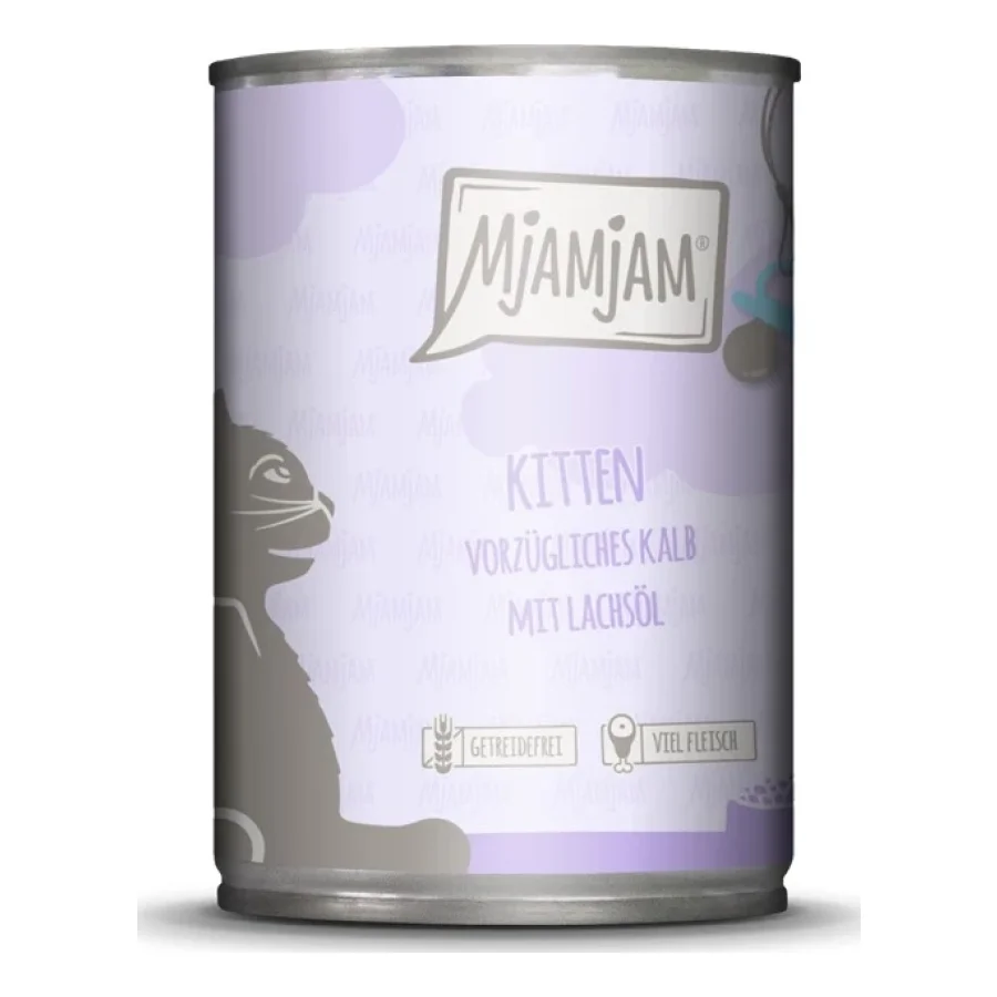 MjAMjAM Kitten poulet juteux à l’huile de saumon 6 x 400 g Veau à l’huile de saumon 6x400 g