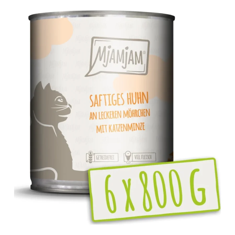 MjAMjAM nourriture humide chat adulte 6x800 g Poulet aux carottes