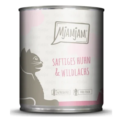 MjAMjAM nourriture humide chat adulte 6x800 g poulet et saumon sauvage